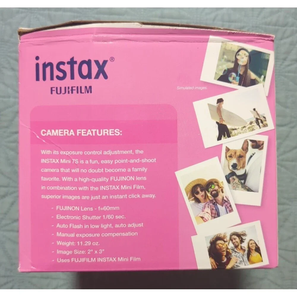 Fujifilm Instax Mini 7S Instant Light Pink Camera Bundle Tested and Works